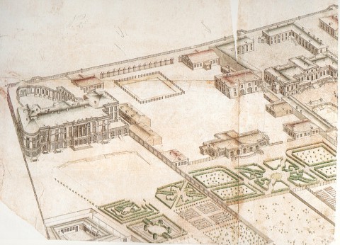 Дворец Чернышовых (слева) на плане Сент-Илера